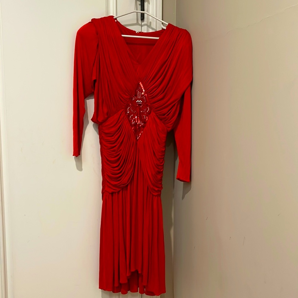 Vintage 20s style red dress gown flapper used good condition
